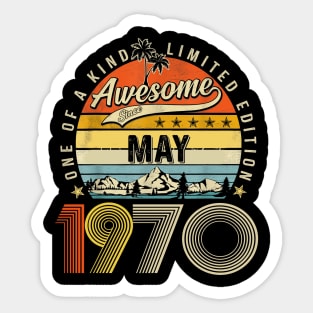 Awesome Since May 1970 Vintage 53rd Birthday Sticker